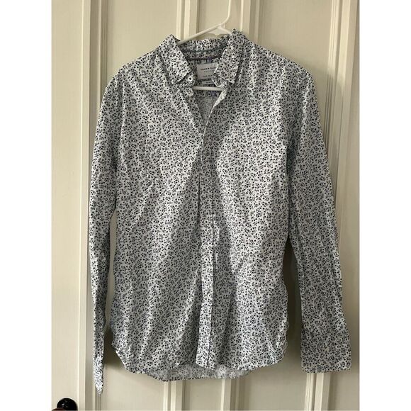 Denim and Flower white with Navy blue button down men's shirt M - Picture 1 of 4
